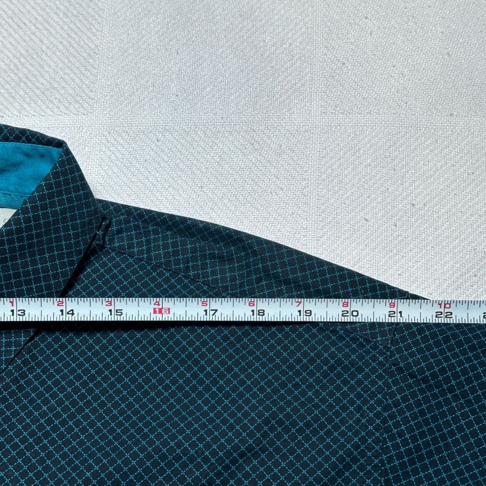 Cinch Button Up Shirt Mens Large Western Geometric Diamond Print Teal Black - Picture 9 of 11